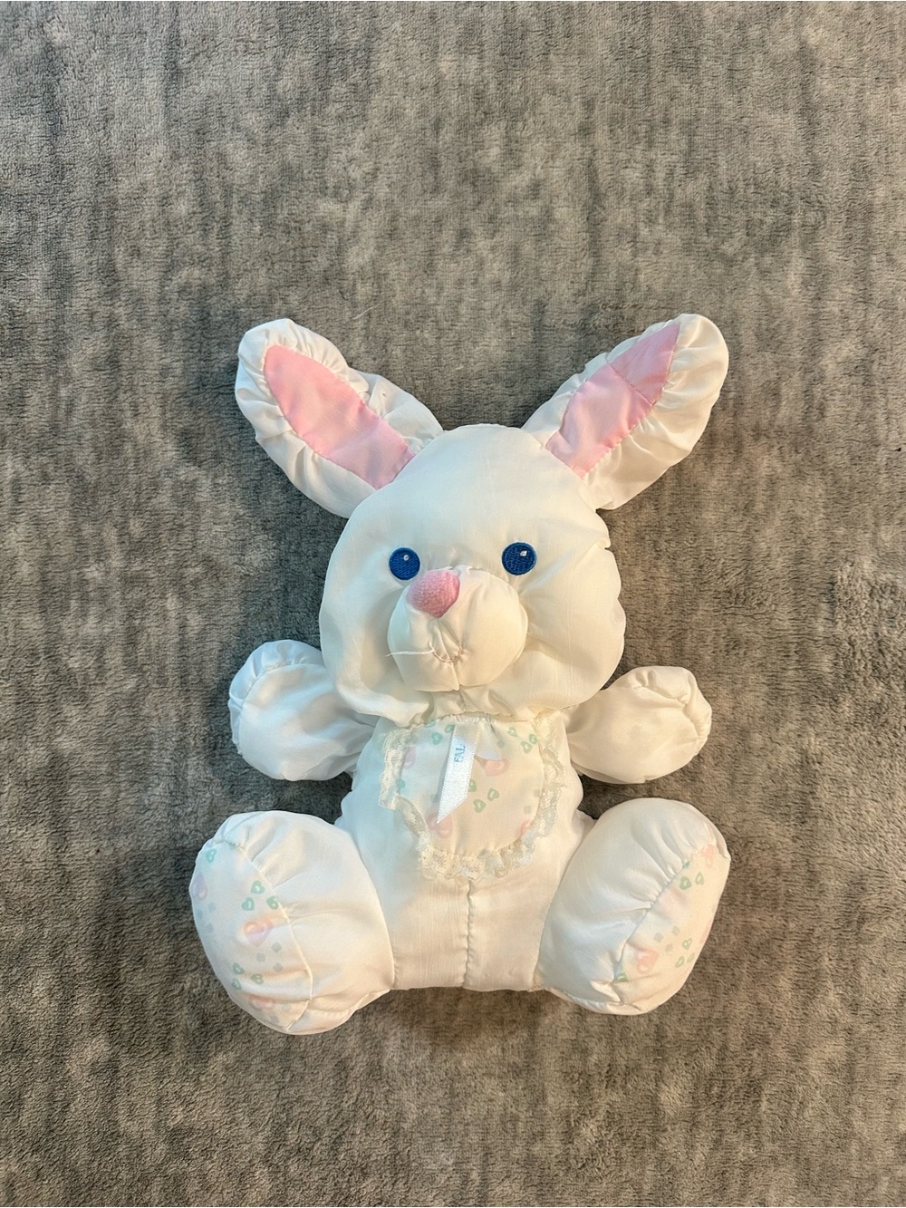 Vintage Fisher Price Puffalump White Bunny Rabbit Plush 1994 Rattle